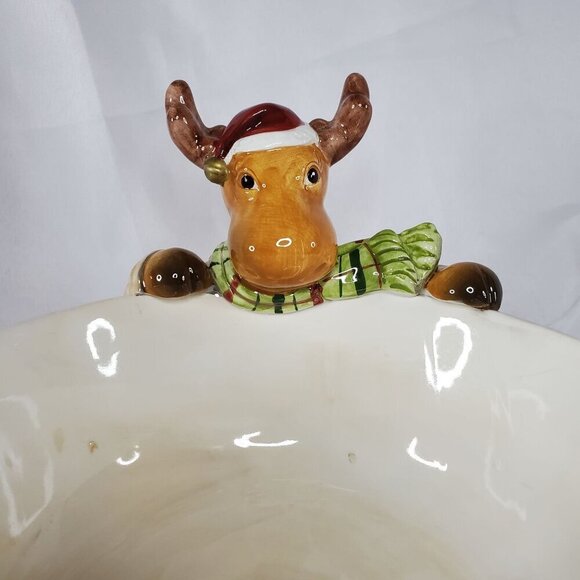 Harry & David Moose Ceramic Holiday Bowl Decorative Serving Dish 7" Diameter - Picture 11 of 12